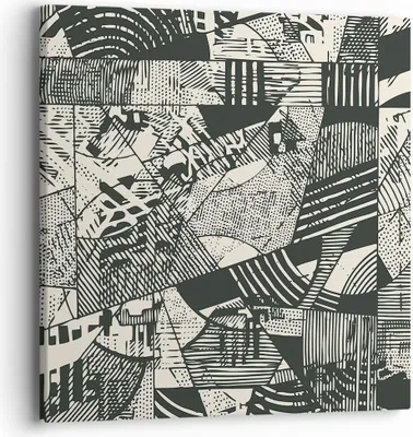 Produktbild von Bild auf Leinwand - Leinwandbild - Einteilig - Abstraktion Vintage Schwarz - 40x40cm - Wand Bild - Wanddeko - Wandbilder - Leinwanddruck - Bilder - Wanddekoration - Leinwand bilder - AC40x40-5052