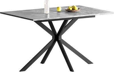 Obrázek produktu pro Rozkládací jídelní stůl, 120-160 cm, obdélníkový, s efektem betonu, jídelní stůl vhodný do jídelny, kuchyně nebo restaurace