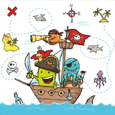 Immagine prodotto di PAPSTAR 88610 PAPSTAR Motivservietten "Pirate Crew", 330 x 330 mm