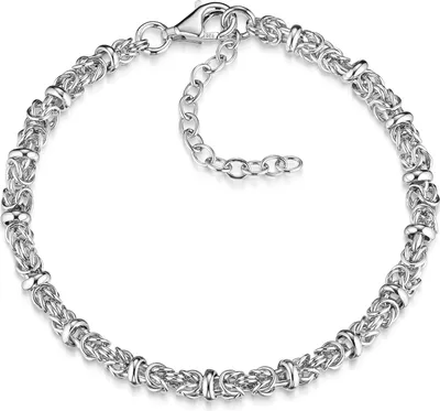 Längenverstellbares 5mm Herren Königsketten Armband aus rhodiniertem 925 Silber, rund auf weißem Hintergrund ausgelegt.