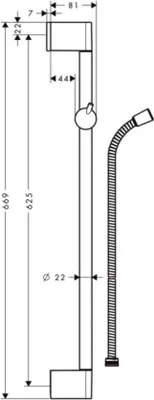 Produktbild von Famanu Duschstange 0,65 m mit Duschschieber und Duschschlauch 1,60 m - Chrom