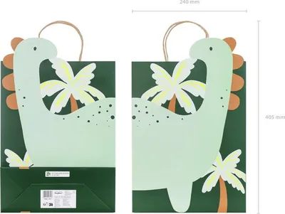 Produktbild von Dinosaurier Geschenktüte, 10x24x37 cm, Mix