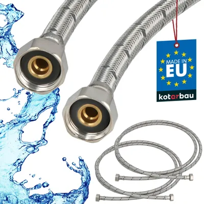 Produktbild von KOTARBAU® 2er Set Flexschlauch 1/2 Zoll Wasserschlauch 250cm Panzerschlauch 1/2“x1/2“ Anschlussschlauch Armatur Schlauch Wasserhahn Edelstahlummantelt