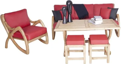 Obrázek produktu pro Kompletní sada zahradního nábytku Stylový jídelní stůl Venkovní křeslo Třímístná pohovka