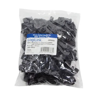 Zdjęcie produktu dla LogiLink MP0006, Osłona kabla, Czarny, RJ-45, 100 szt.