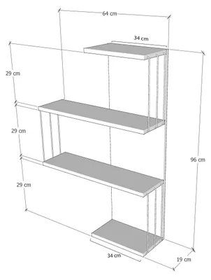 Immagine prodotto di Mensola da parete in legno "Cambel" - 64 x 19 x 96 cm - Bianco