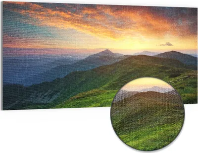 Produktbild von DEQORI Hybrid Leinwand Bild 100x50 cm 'Abendlicher Horizont' Wandbild Glas flach modern