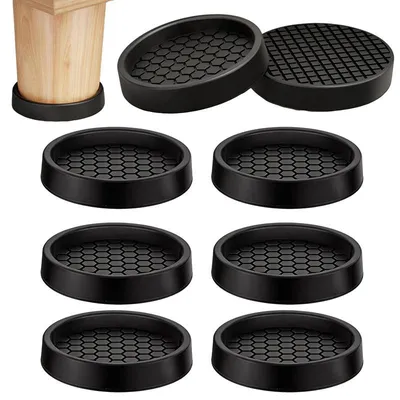 Produktbild von Möbel Anti Rutsch Pads 8er Set Silikon 5cm runde Möbelstopper für Sofa Bett Stuhl rutschfest Bodenschutz für Holz Fliesen Boden Schwarz