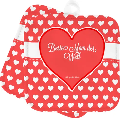 Produktbild von Mr. & Mrs. Panda Topflappen Mom - Geschenk, Sohn, Ofenlappen, Topflappenset, Set, Mami, Kochlappen, Supermama, Dankeschön, Mama, Beste, Topfuntersetzer