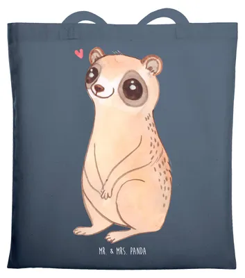 Produktbild von Mr. & Mrs. Panda Tote Bag Plumplori Glücklich - Indigo Blue - Geschenk, Schultasche, Jutebeutel, Lustige Sprüche, Glück, Shopping Tasche, Laptoptasche, Niedlich