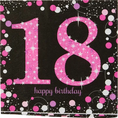 Produktbild von Adult Pink Celebration 18th Birthday Luncheon Napkins