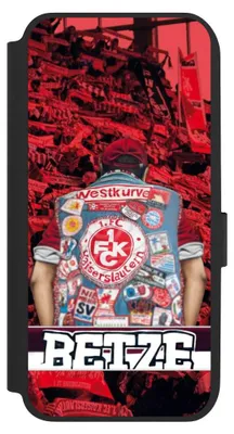Produktbild von NIVOCASE Klapphülle für Samsung Galaxy A14 5G  Handyhülle aus Kunst Leder NIVOflip schwarz 1. FC Kaiserslautern 1. FCK Offizielles Lizenzprodukt