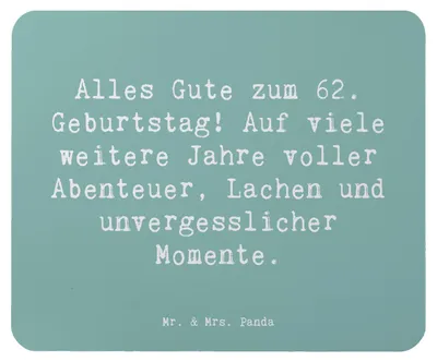 Produktbild von Mr. & Mrs. Panda Mouse Pad Spruch 62. Geburtstag - Meeresbrise - Geschenk, Happy Birthday, feiern, Mauspad, Erinnerungen, Mousepad, computer, Jubiläum, mousematte, laptop