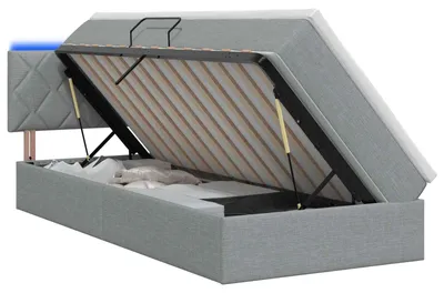 Obrázok produktu pre vidaXL LED posteľ s úložným priestorom a matracom, svetlošedá, 90 x 190 cm, látka