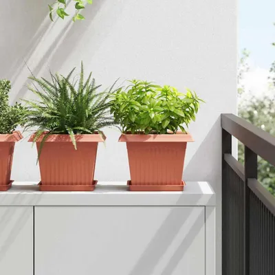 Produktbild von Quadratisches Blumentablett 6 pcs Ziegelrot 18 x 18 x 2 cm - Beete DE825