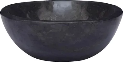 A black marble sink on a white background.