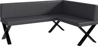 Produktbild von MEBLINI Eckbank für Esszimmer - Küchenbank - Essecke - Sitzecke Küche - PETER - X-Beine 128x168x87cm Rechts - Grau Kunstleder