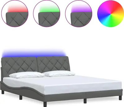 Immagine prodotto di vidaXL Struttura letto con LED senza materasso grigio scuro 180x200 cm tessuto