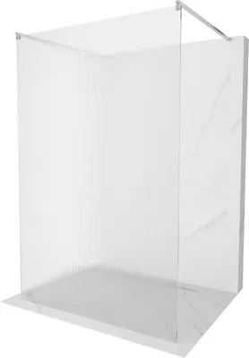 Produktbild von Mexen Kioto freistehende Duschwand 110 x 200 cm, transparent 8 mm, gebürstetes Nickel - 800-110-002-97-09
