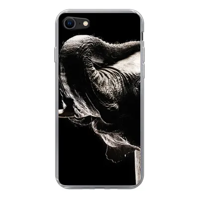 Produktbild von MuchoWow® Handyhülle Schutzhülle Hülle für iPhone SE 2022 Elefant - Schwarz - Tiere - Porträt Silikon Softcase Handy Hülle - Schutzhülle