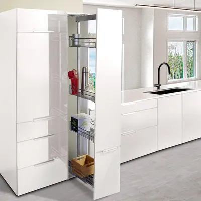 Produktbild von Kesseböhmer Apothekerauszug Dispensa-X Set silbergrau matt Höhe 1600-2000 mm / Breite 400 mm / 5 Körbe