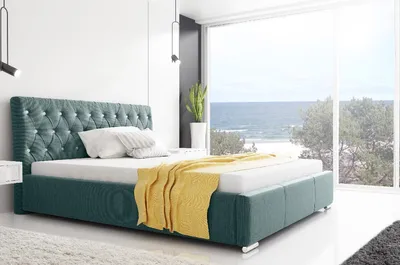 Obrázok produktu pre Dizajnové jednolôžko Adelaide s vysokým čelom a úložným priestorom modrá 120 x 200