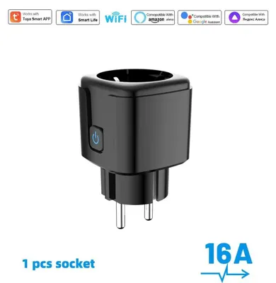 Produktbild von 16A Smart Steckdose mit App Steuerung,WLAN Steckdose,Smart Plug,Kompatibel mit EU Steckdosen,Zeitschaltuhr,Alexa & Google Home Kompatibel