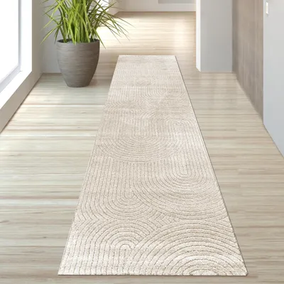 Obrázek produktu pro Moderní koberec s geometrickým vzorem mašlí ve stylové krémové barvě Velikost - 80 x 150 cm