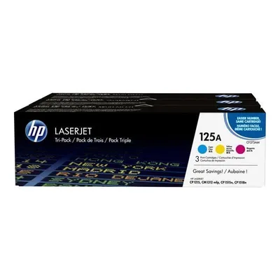 Immagine prodotto di HP 125A Cartuccia toner multipack, ciano, giallo, magenta, originale, confezione da 3, Color LaserJet CM1312, CP1215, CP1515