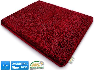 Badematten Sky extra flauschig viele Farben & Größen Berry Red 60 x 100 cm
