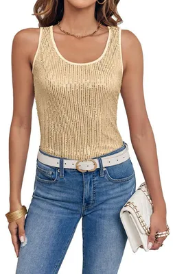 Produktbild von Paillettenbesetztes Party-Camisole für Damen – ärmellos, tiefer Rundhalsausschnitt