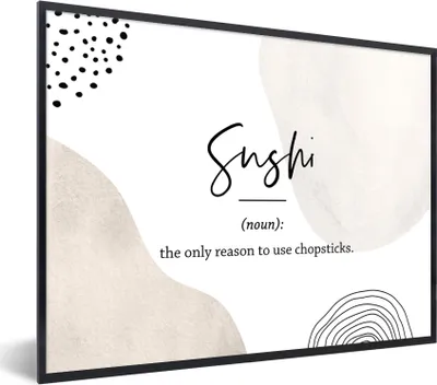 Produktbild von MuchoWow® Gerahmtes Poster Sprichwörter - Sushi - Wörterbuch - Zitate - Sushi-Definition 40x30 cm - Poster mit Schwarzem Bilderrahmen Wandposter Rahmen Foto Bilder - Kunstposter - Wanddekorationen