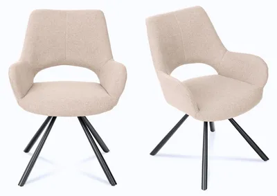 2er-Set Esszimmerstühle, Stoff, beige, 58,5x59x81 cm