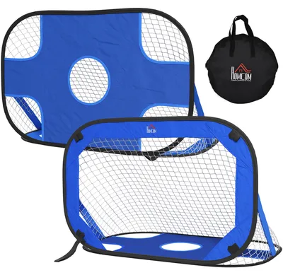 Immagine prodotto di HOMCOM Porte da calcio Pop Up Rete da calcio portatile Set da 2 mini porte pieghevoli Blu
