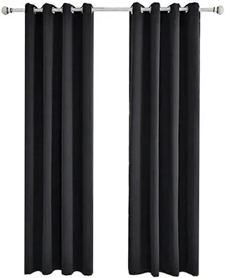 Image de Lot de 2 stores anti-poussière noirs à isolation thermique pour porte coulissante