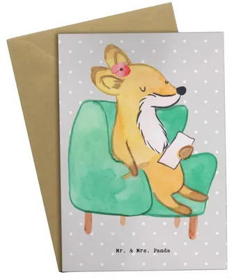 Produktbild von Mr. & Mrs. Panda Grußkarte Psychologin Herz - Grau Pastell - Geschenk, hochzeitskarten, dankeskarten, osterkarten, einladungskarten, weihnachtskarten
