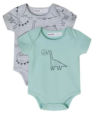 Productafbeelding van Minoti - Body voor babyjongens, korte mouwen (2-pack) MN294 (92) (Grijs/Groen)