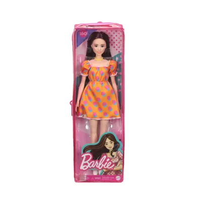 Produktbild von Barbie Fashionistas Puppe (rothaarig) im gemusterten Puff-Ärmel Kleid