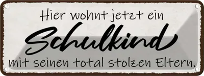 Produktbild von vianmo Blechschild 10x27 cm hier wohnt Kinder Teens Spruch Zitat jetzt Schulkind mit Witz Humor Lustig Spaß Kids