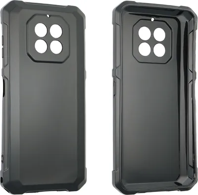 Two black phone cases shown from the back, one slightly angled.