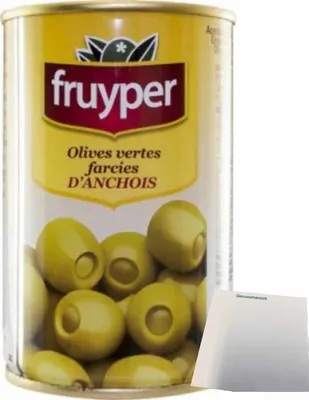 Produktbild von FRUYPER - Grüne Oliven mit Sardellenpaste (130g Dose) + usy Block
