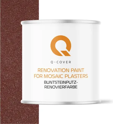 Produktbild von Q-COVER BUNTSTEINPUTZ-RENOVIERFARBE Oxidrot RAL 3009 2,5L – UV- & Witterungsschutz, wasserabweisend, für Innen & Außen