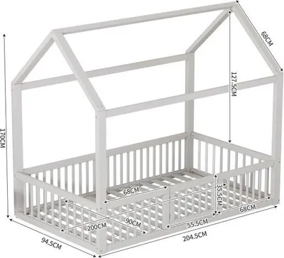 Produktbild von Famanu Kinderbett Hausform - 90 x 200 cm - Weiß