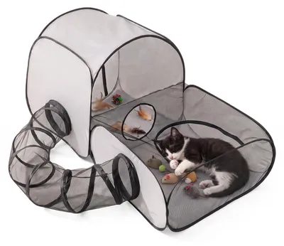 Faltbare Tierbox mit Tunnel für kleine Tiere, S