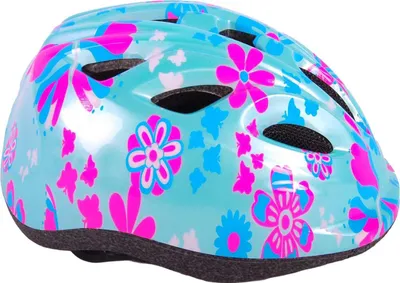 Produktbild von Volare – Kinderhelm 47–51 cm grün, rosa, Blumen