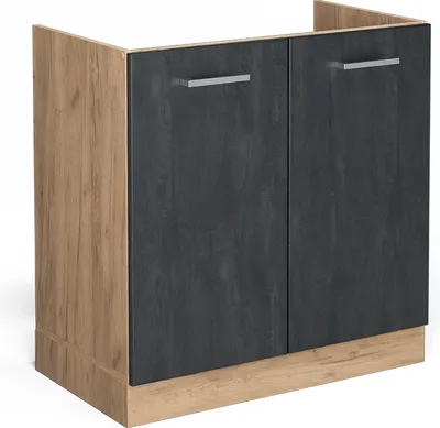 Produktbild von Spülenunterschrank Vicco R-Line Schwarz Beton 80 cm ohne Arbeitsplatte, Model 47519
