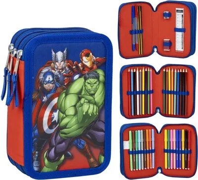 Produktbild von Marvel Giotto Federmappe gefüllt – Schuletui & Stiftebox mit Zubehör für Kinder