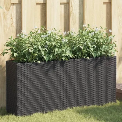 Zdjęcie produktu dla vidaXL Podwyższone łóżko z 2 przegrodami czarne 90x20x40 cm z polirattanu