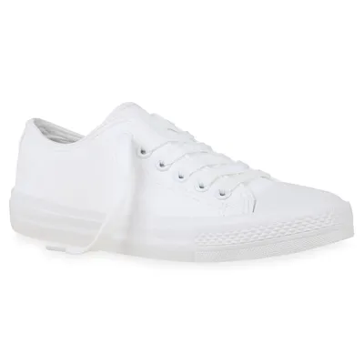 A white low-top sneaker is shown from a side-angle on a white background.