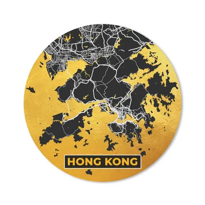 Produktbild von MuchoWow® Mauspad Mousepad Hongkong - Gold - Stadtplan - Karte 50x50 cm - Mousepads - Maus Mat - Pad - Mausunterlage - Vinyl